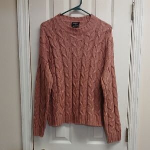 ESMARA OPEN WEAVE MAHOGANY SWEATER, GOLDISH/BROWN SIZE L 12/14